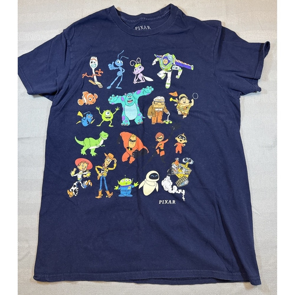 Pixar Character Graphic Short Sleeve Tee Shirt Size Large Navy Blue